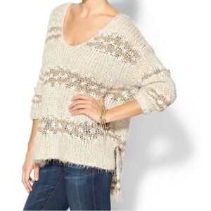 Free People Linus Stripe Oversized
Pullover Sweater Wool Blend